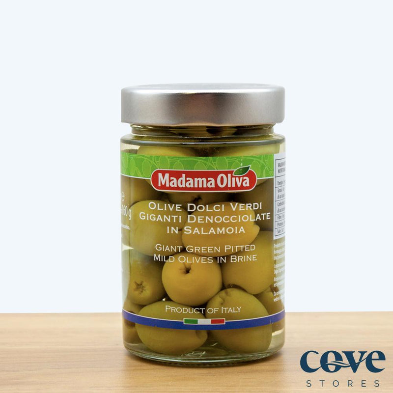 Madama Oliva Giant Green Pitted Olives in Brine